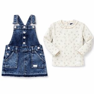 7 For All Mankind Kids 2PC Girls Outfit Set 12M Skirtall/LS Tee